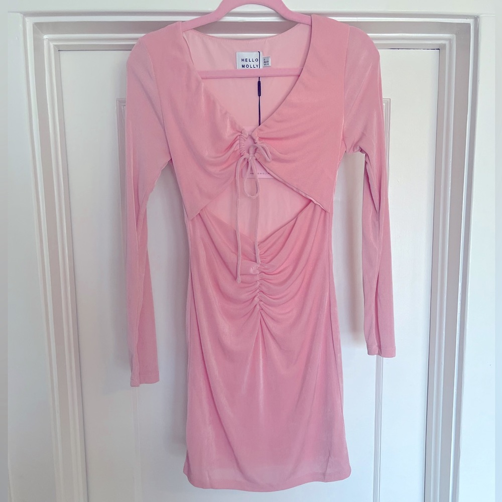 Hello Molly pink velvet dress. Size small. Never worn, tags on.